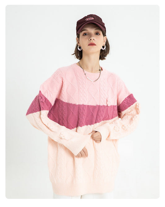 Color block knitted sweater